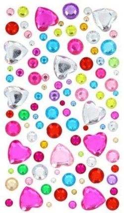 BLISTER ADHESIVE FIGURES GLASS HEARTS AND CIRCLES ASSORTMENT