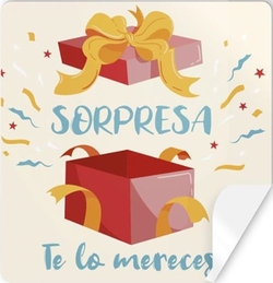 ROLLO 250 ETIQUETAS CUADRADAS SORPRESA - TE LO MERECES