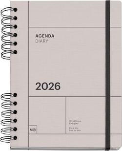 Agenda plus back to basics 2026 16,4x21,8cm d/p color gris