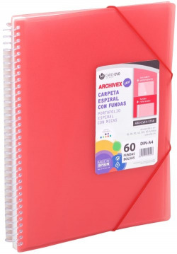 CARPETA 20 FUNDAS A4 ESPIRAL ARCHIVEX STAR VERMELL CARCHIVO
