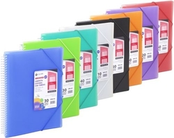 PACK OF 12 SPIRAL FOLDERS 20 POCKETS A4 WITH BAND ARCHIVEX STAR ASSORTED