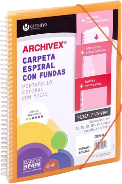 CARPETA 40 FUNDAS CANGURO A4 ARCHIVEX STAR TARONJA
