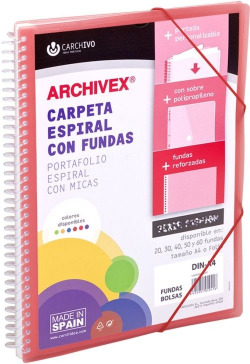 CARPETA 40 FUNDAS CANGURO A4 ARCHIVEX STAR VERMELL