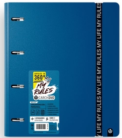 Carpeblock 360 foam my rules a4+ anillas 35mm con recambio cuad.5x5 y cierre de goma color deep blue