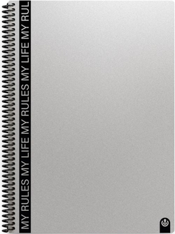 CUADERNO A4 ESPIRAL MY RULES 80H CUADRICULA 4X4 GRIS