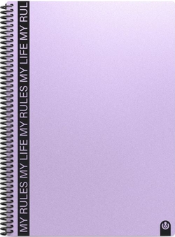 CUADERNO A4 ESPIRAL MY RULES 80H CUAD 4X4 MALVA