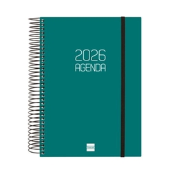 Agenda anual espiral opaque 2026 día página e10 15,5x21,2cm verde
