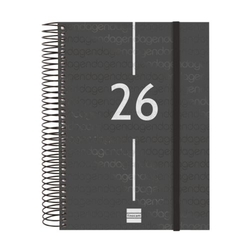Agenda anual espiral 2026 día página e10 15,5x21,2cm rojo