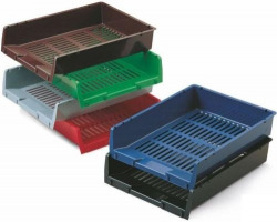 BOX OF 10 DESKTOP TRAYS PLASTIC MESH BLUE