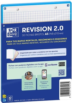 Paquete flashcards 2.0 oxford a5 2 taladros 30 fichas cuad.5x5 color turquesa
