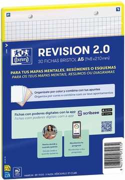 Paquete flashcards 2.0 oxford a5 2 taladros 30 fichas cuad.5x5 color amarillo