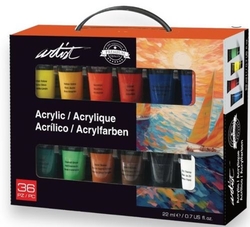MALA 36 BOTES PINTURA ACRILICA 22ML ARTIST CORES SURT.