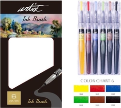 Estuche 6 pincel de tinta acuarelables artist brush colores surtidos