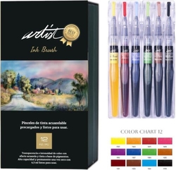Estuche 12 pincel de tinta acuarelable artist brush colores surtidos