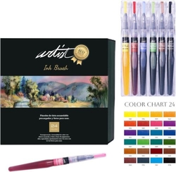 Estuche 24 pincel de tinta acuarelable artist brush colores surtidos