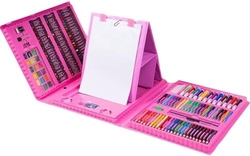 Mega set iniciacion dibujo con atril 208 piezas color rosa