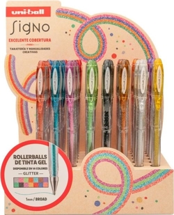 Exp 48 boligrafos uni-ball signo sparkling glitter um120sp