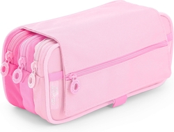 PORTATODO TRIPLE CON SOLAPA BLUSH COLOR ROSA