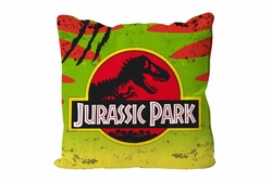 Cojín Cuadrado Caution Logo Coche Jurassic Park