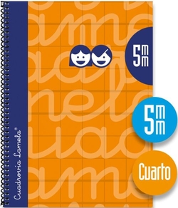 CAHIER SPIRALE 4º 80H 90G 5MM ORANGE CUADROVIA EXTRADURA