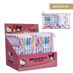 PORTATODOS CON 6 BOLIGRAFOS DE GEL HELLO KITTY KUROMI