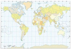 Paq/50 mapas planisferio a3 politico mudos