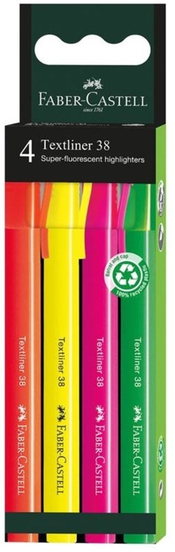 ESTOXO 4 MARCADORES FLUORESCENTES TEXTLINER 38 FORNECIDOS