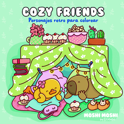 Cozy friends - Personajes retro para colorear ("Moshi Moshi")